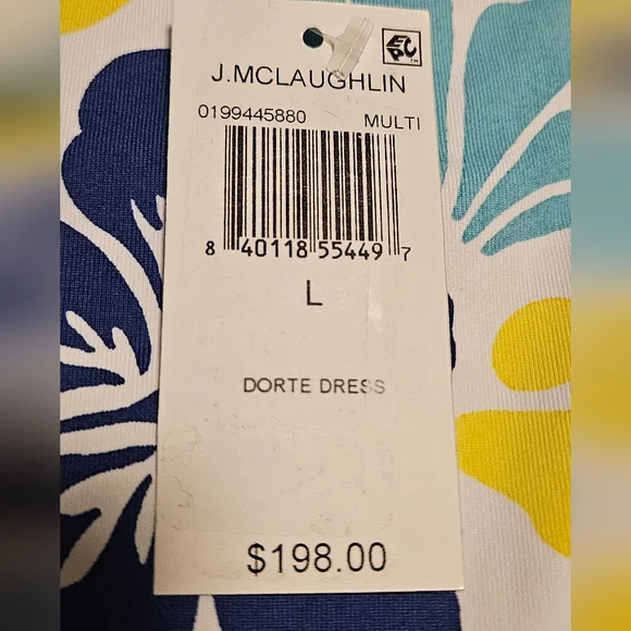 NWT J. McLaughlin Dorte Dress: Multi Hibiscus Print: Size- Large: UPF 50+ - Picture 12 of 12